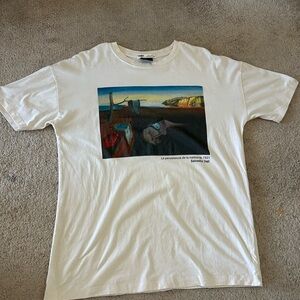 Pull&Bear White Short-Sleeve Tee with Colorful Dali Print
